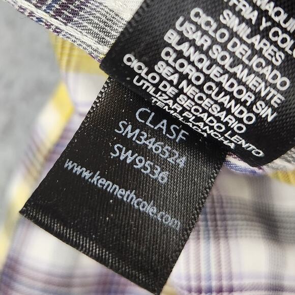 Kenneth Cole Shirt Mens Size XL Long Sleeve Button Down Plaid - Picture 8 of 12